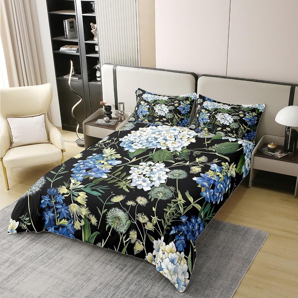 Botanical Floral Duvet Cover Queen King Size Floral Quilt Cover Bedding Set Teen Adult Room Decor Nature Theme 3 Piece Set