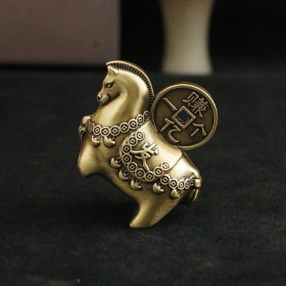 Creative Solid Brass Brass Horse Statue Cute Vintage Style Lucky Horse Figurine Handcrafted Lucky Ornament Office Decor