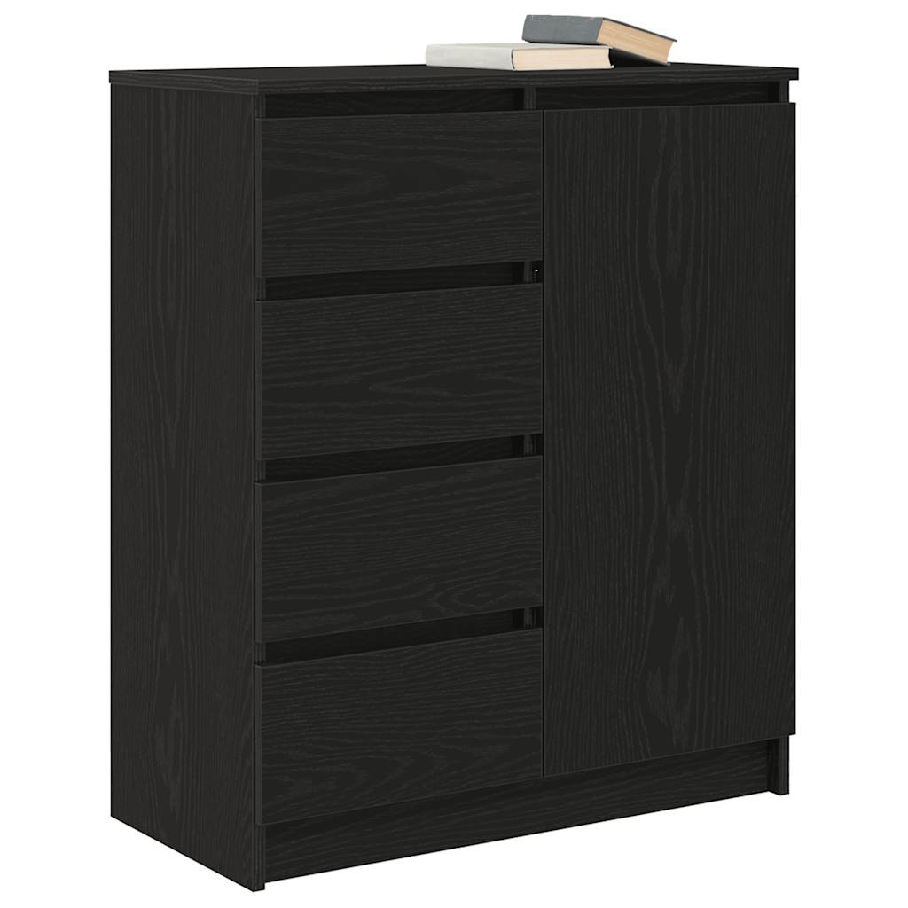 Sideboard with Drawers Black Oak Effect 71 x 35 x 84 cm