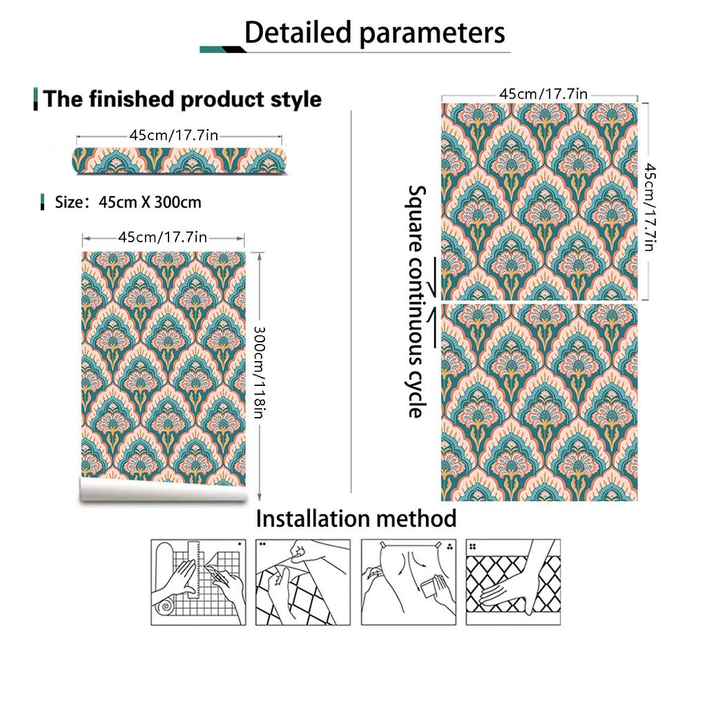 Бохо Обои Домашний Декор Наклейка и Отклейка Кухонная Контактная Бумага Съемные Цветы Обои для Стен Ванная