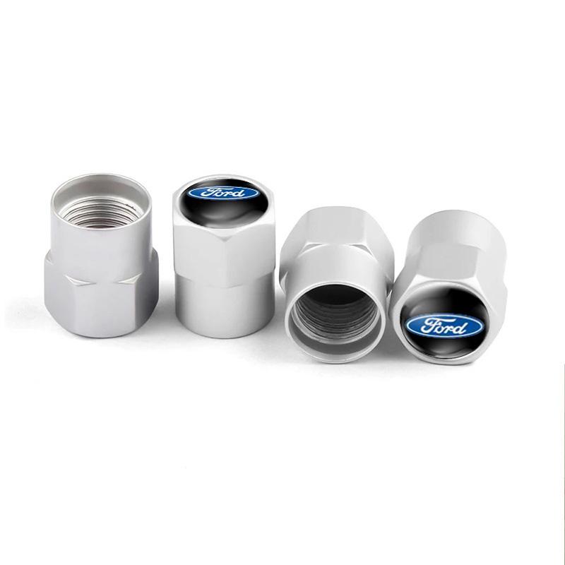 Car Sticker 4Pc Car Badge Wheel Tire Valve Caps For Ford Stracing Racing Fiesta Ranger Focus Kuga Mustang Air Stem Tyre Plug Car