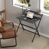 81.5 Cm Folding Computer Desk With Monitor Shelf Black