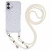 For iPhone 16 Clear Case Compatible with MagSafe Shockproof PC+TPU Phone Cover with Long Lanyard - Purple