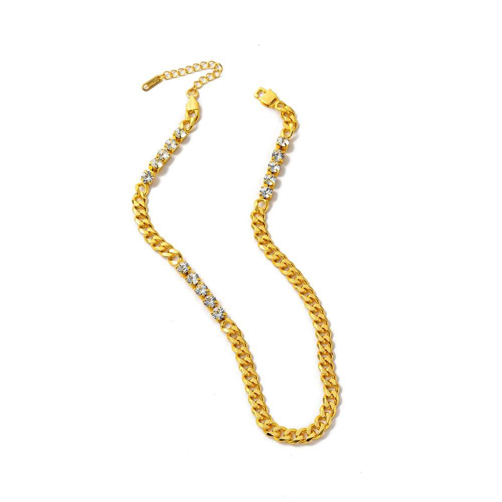 Metal Titanium Steel Bracelet Elegant Rhinestone Bracelet Luxury Cuban Zirconia Necklace Gifts