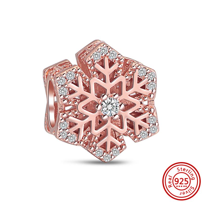 S925 Стерлингового Серебра Прозрачный Циркон Снежинка Гербарий Сверкающие Бусины Паве Подходит Оригинальный Браслет DIY Изящные Ювелирные Изделия