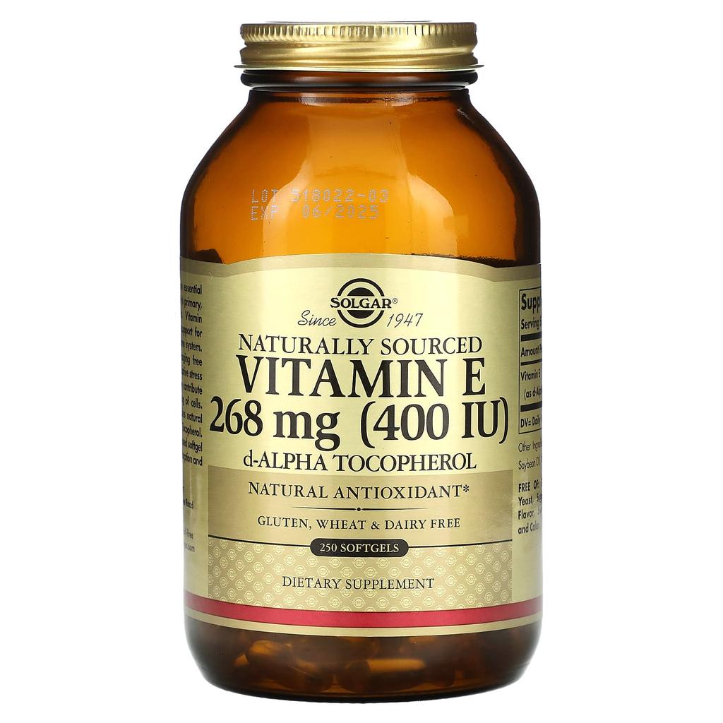 Natural raw vitamin E, 268 mg (400 Iu), 250 softgels