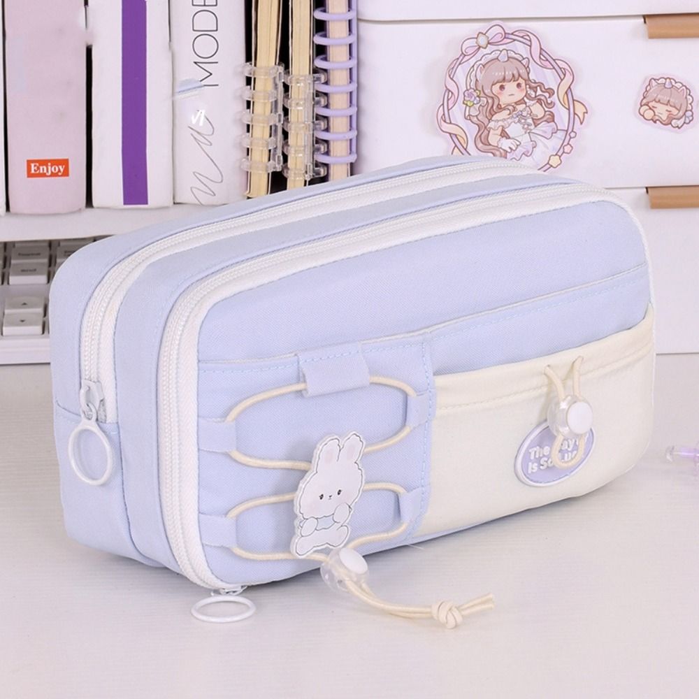 Flip Style Cute Pencil Pouch Large Capacity Gel Pen Organizer Simple Student Pencil Case Gift