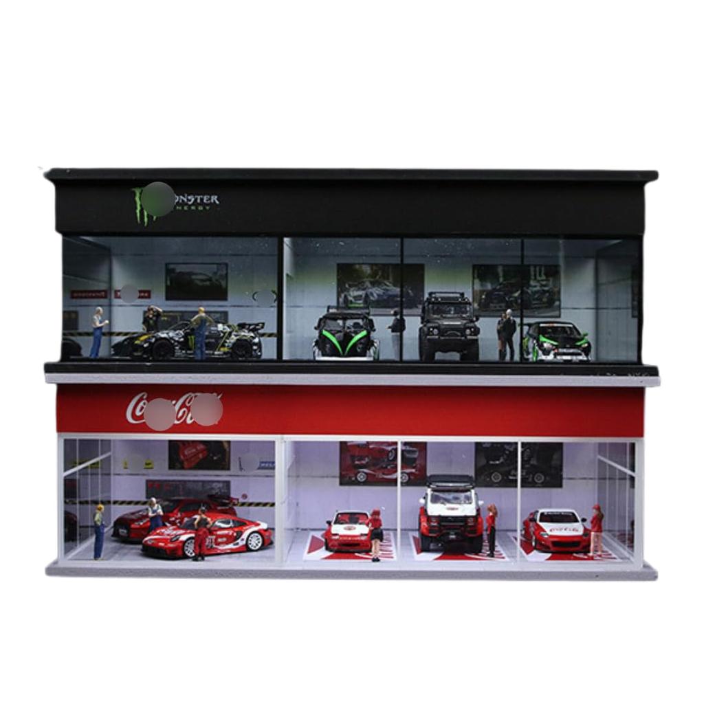 Moreart Diecast Car Garage Diorama Display Photography Model Collection MO914500 1/64 Case, Background, (green) [Used]