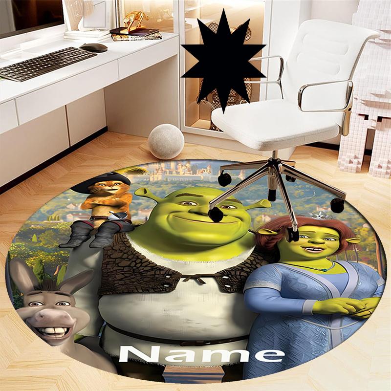Custom Name Shrek Printed Round Rug Carpet Chair Rug Area Rug Entryway Doormats,for Office Chair Living Room Bedroom Kitchen Room.