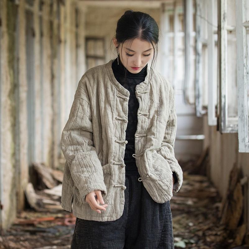 Johnature Женские винтажные пальто с длинным рукавом в китайском стиле, зимние лоскутные пальто с карманами и пуговицами
