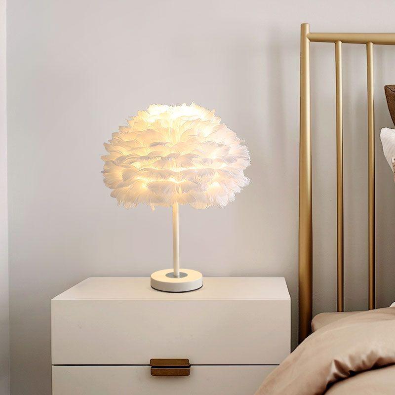 Elegant Eye-Care Feather Remote Table Lamp - Perfect for Live Room Decor, Living Room Ambiance, and Bedroom Bedside Lighting.