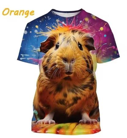 Cute hamster pattern T-shirt, men's and women's 3D printed short-sleeved men's T-shirt, extra large size hip-hop T