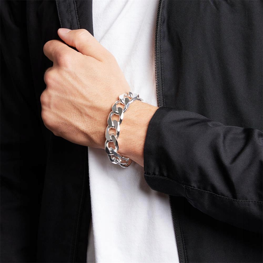 SILVER Men' Bracelet SILVER 925 Thick 13mm Diamond Plated