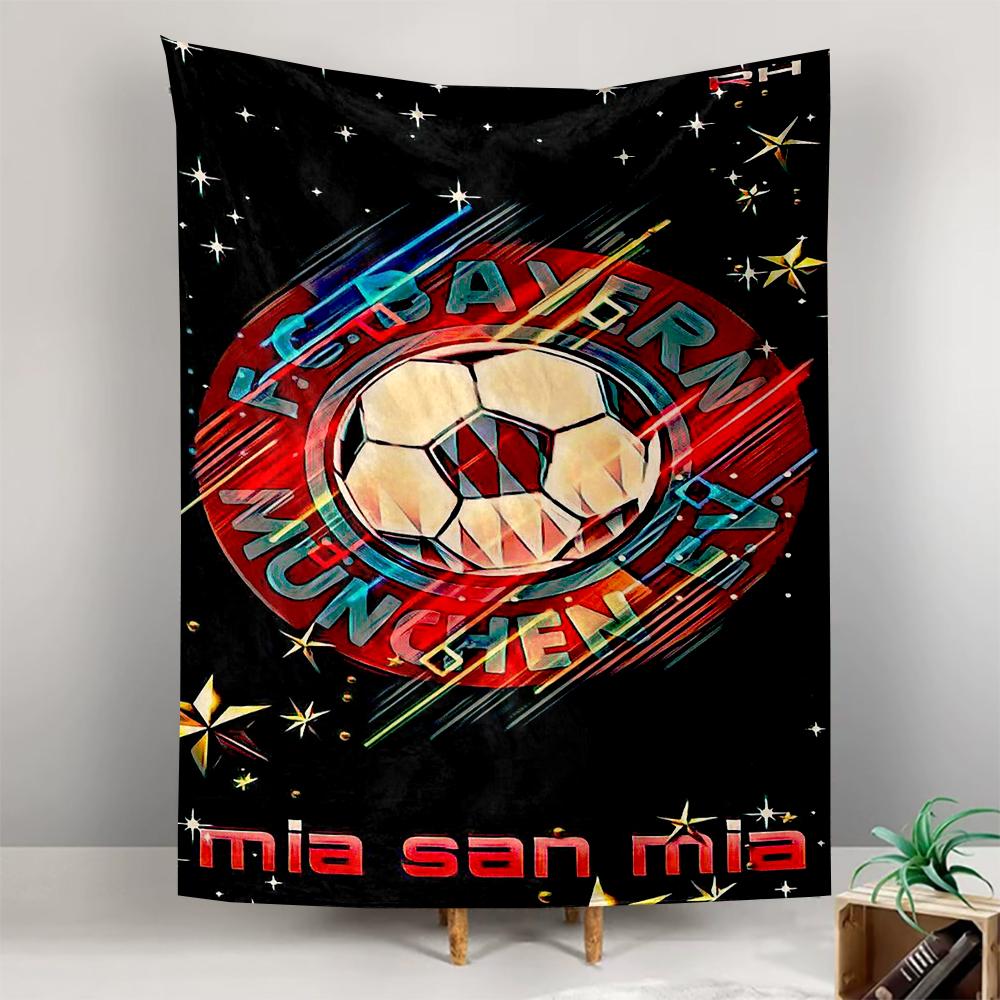 Wall Hanging Tapestry - FC Bayern Munchen Mia San Mia Neon Sparkle Football Club for Living Room