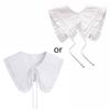 Women Girls Vintage Lolita False Fake Collar Shawl Sweet Ruffles Lace-Up Bow Decorative Necklace Choker Short Poncho