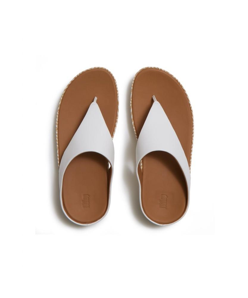 Женские шлепанцы Fitflop Lulu Lux с графическим плетением из кожи, с ремешком между пальцами - Урбан Уайт (Ft64K2T301)