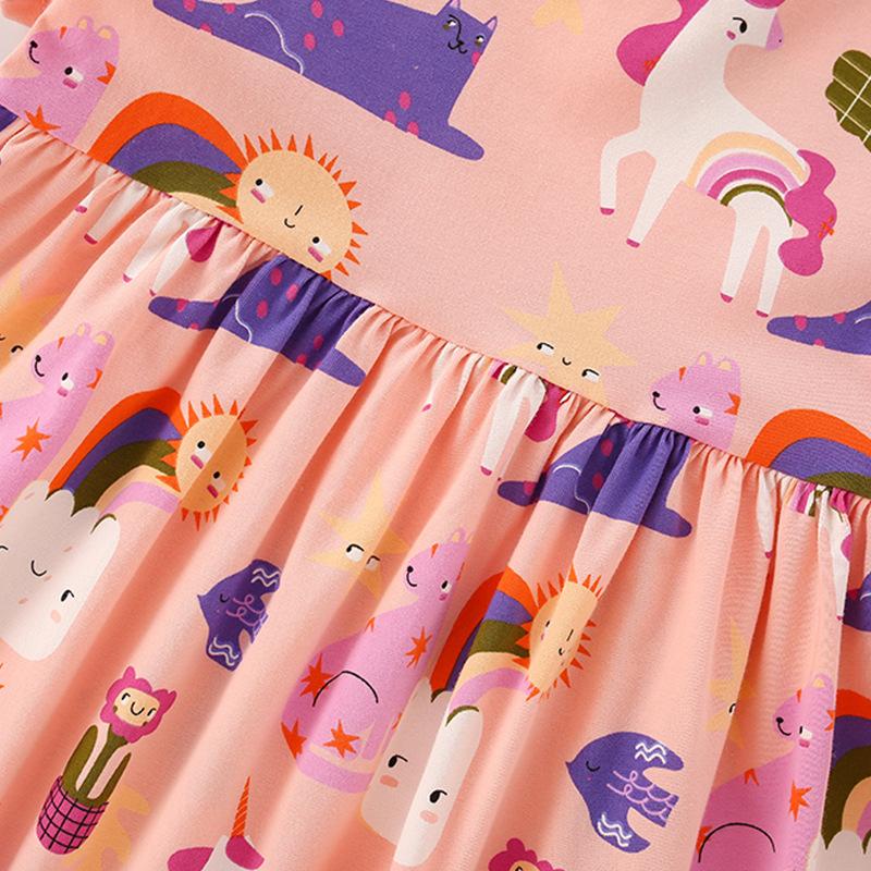 Платье для девочек летнее новое детское повседневное с короткими рукавами модное детское платье для маленьких девочек