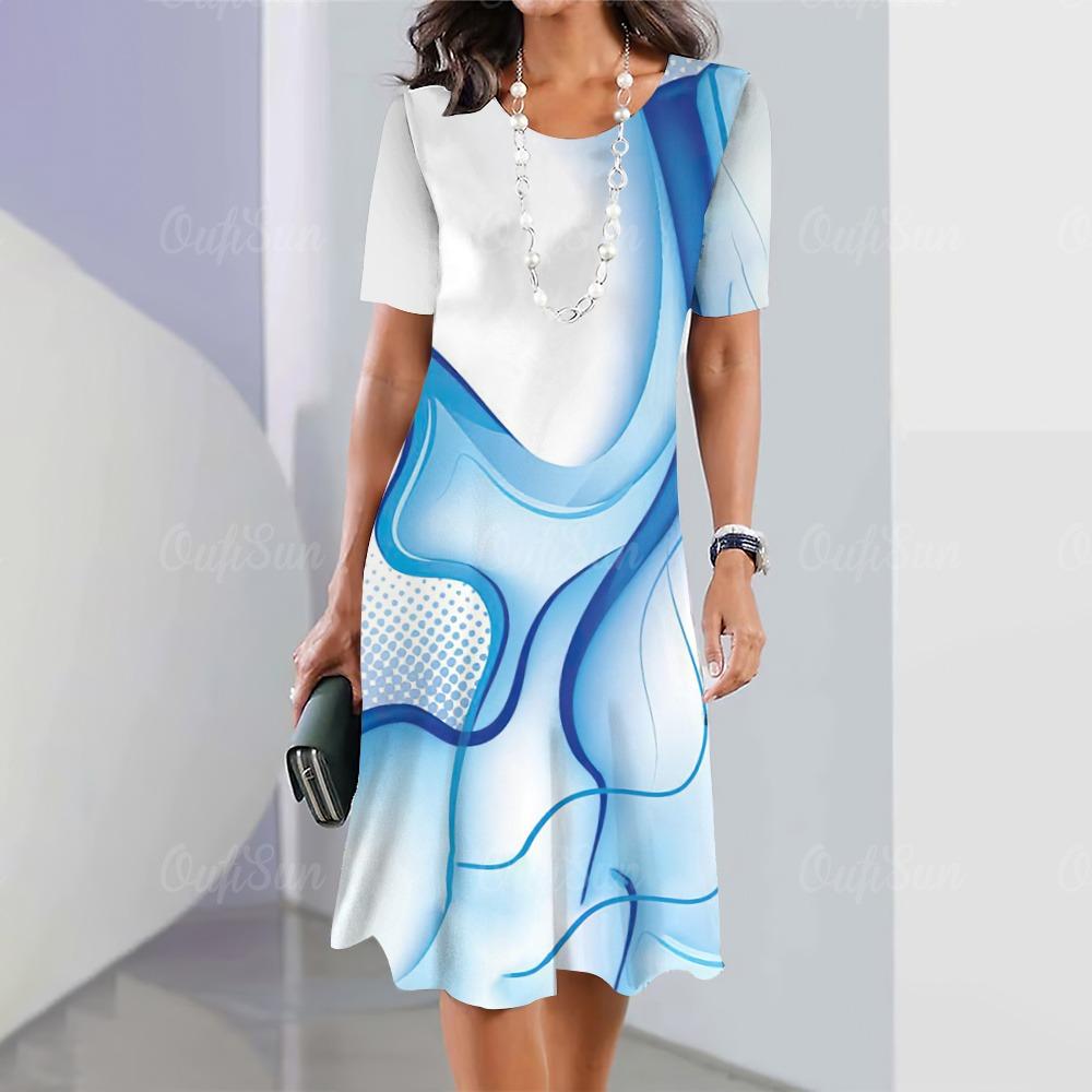 2025 новое элегантное и красивое платье миди с полосатым принтом для женщин, цельные летние платья больших размеров