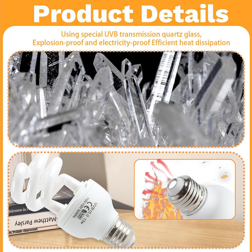 5.0 10.0 15.0 UVB Лампа для рептилий 13 Вт / 26 Вт УФ-лучи Энергосберегающая Террариумная греющая лампа для черепах, ящериц, змей, рептилий, обогревающие лампы