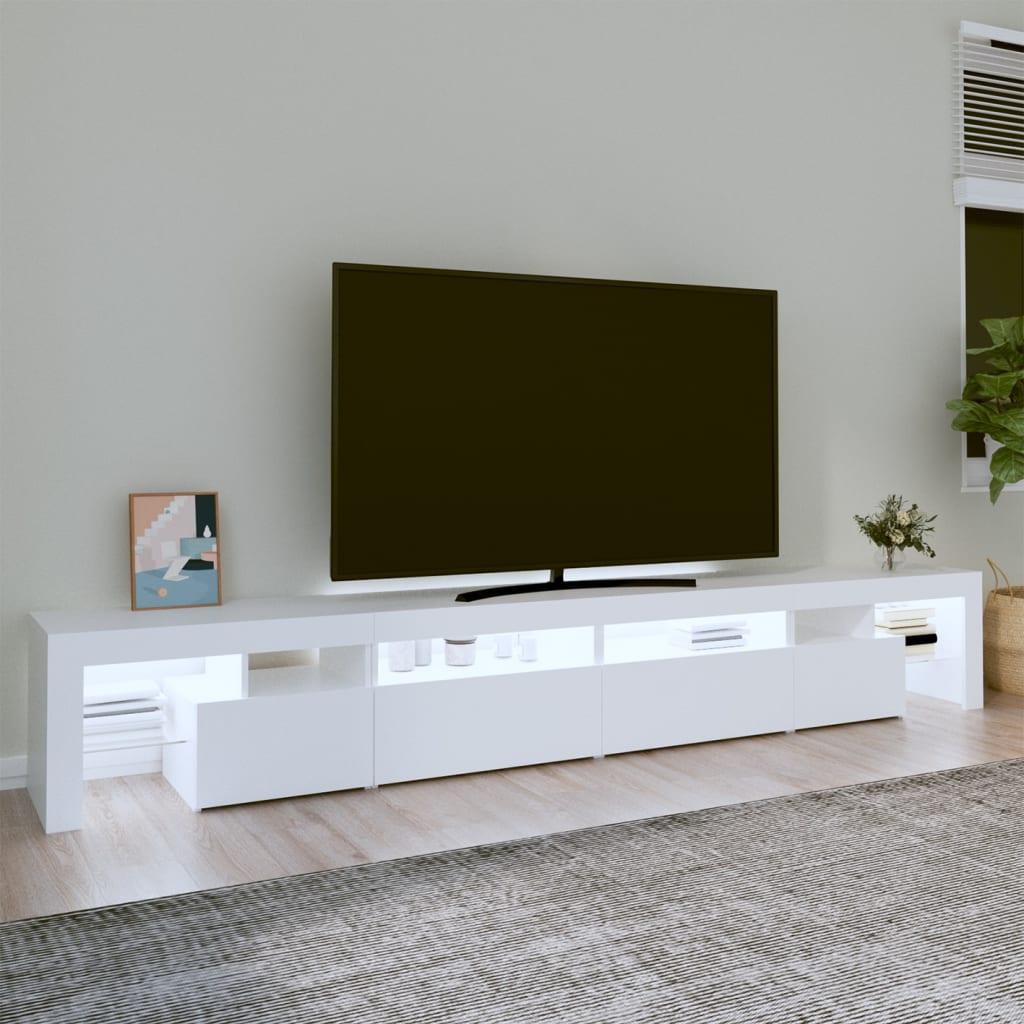 Vidaxl Szafka Pod Tv Z Oświetleniem Led, Biała, 260X36,5X40 Cm