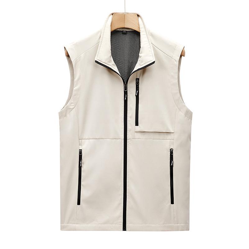 Мужской повседневный дышащий жилет, спортивный кардиган, жилет с воротником-стойкой