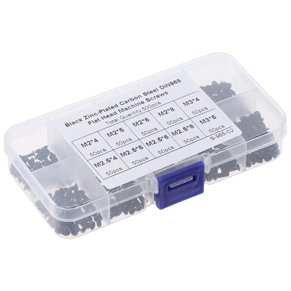 500Pcs Black Machine Screws Carbon Steel Electronic Repair Screws Countersunk Head Screw  Laptop