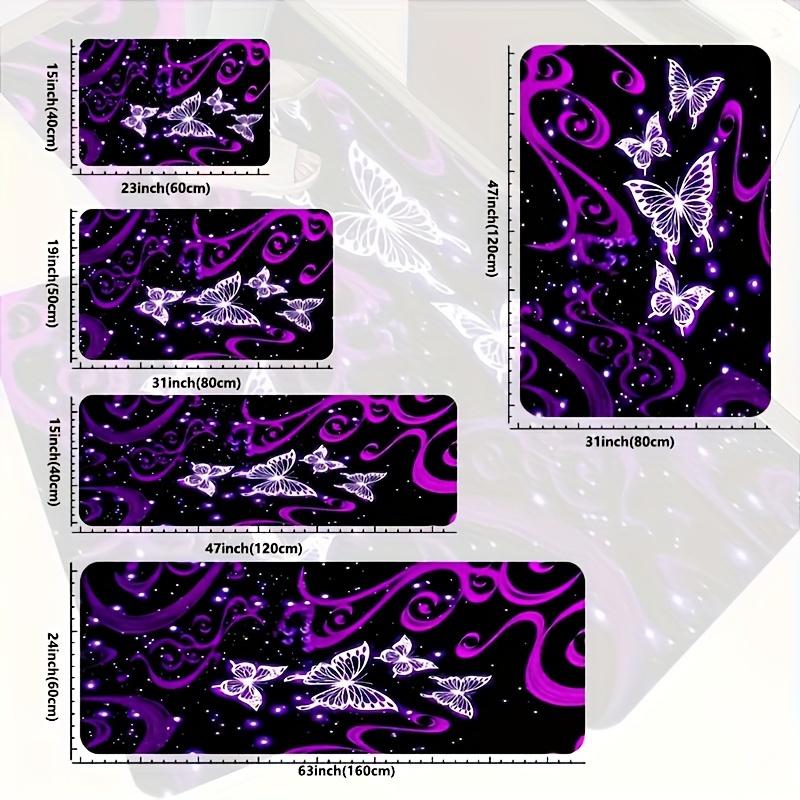 1 шт. анти-усталостные кухонные коврики с принтом фиолетовой бабочки, водонепроницаемые, нескользящие, толстые, мягкие, прочные, удобные, стоячие коврики для кухни
