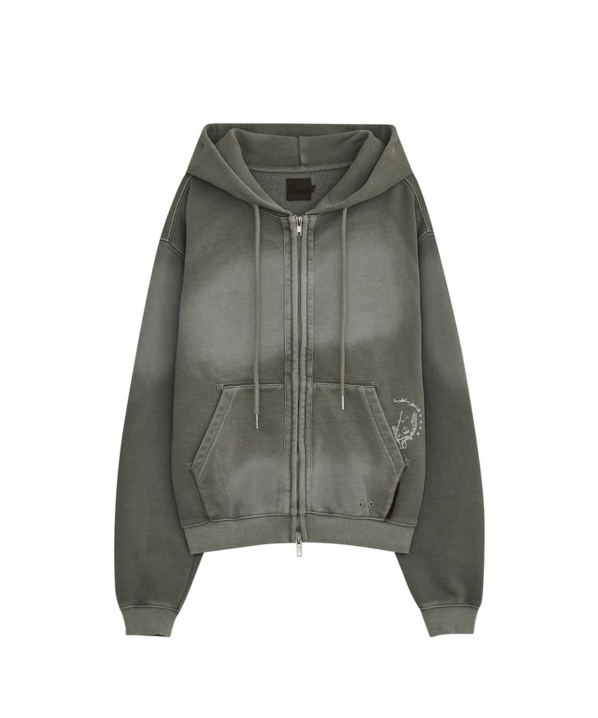 Defgarments Пигментная щетка с капюшоном на молнии [Хаки]