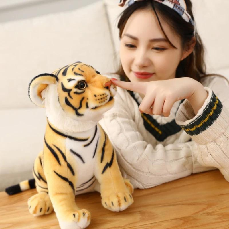 Simulation Baby Tiger Plush Toy Cute Stuffed Soft Wild Animal Forest Tiger Pillow Dolls Room Decro For Kids Boys Birthday Gift
