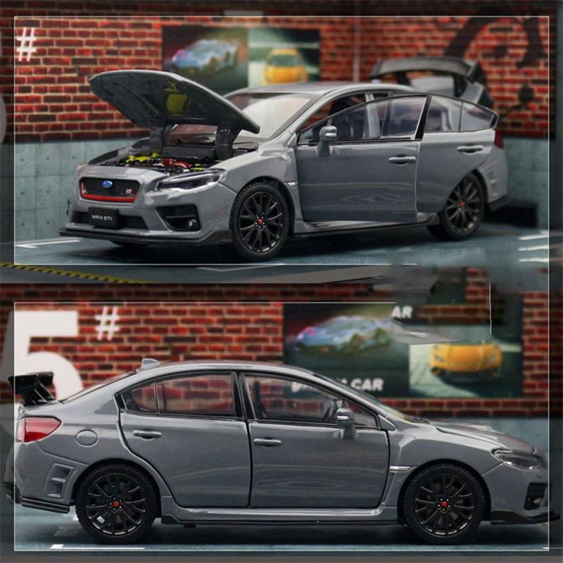 1/32 Модель спортивного автомобиля из сплава Subaru WRX STI Литая под давлением Имитация Металлическая игрушка Модель гоночного автомобиля Коллекция Звук и свет Детский подарок