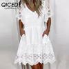 Women's Spring/summer V-neck Lace Lace Short-sleeved