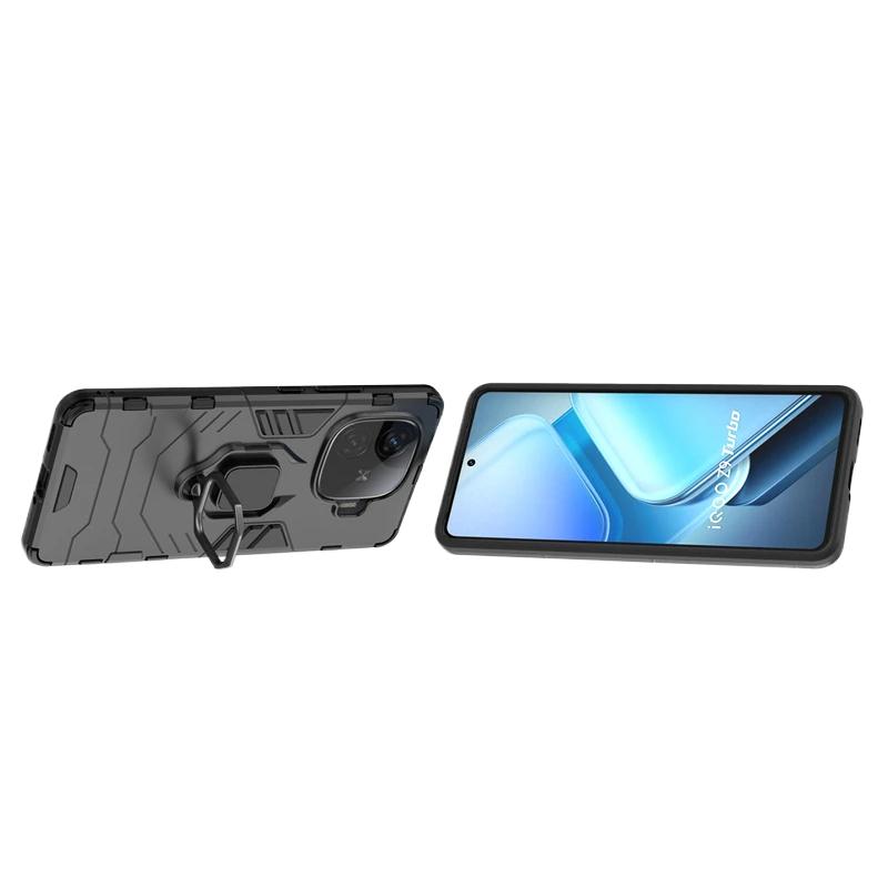 For VIVO iQOO Z9 Turbo 5G Back Cover Case Shockproof Armor Anti-Fall Metal Ring Holder Magnetic Protect Funda Coque Phone Cases