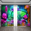 2PC Home Decoration Curtains With Cartoon Mushroom Scenes And Rod Pocket Curtains, Suitable for Kitchens, Cafes, Living Rooms