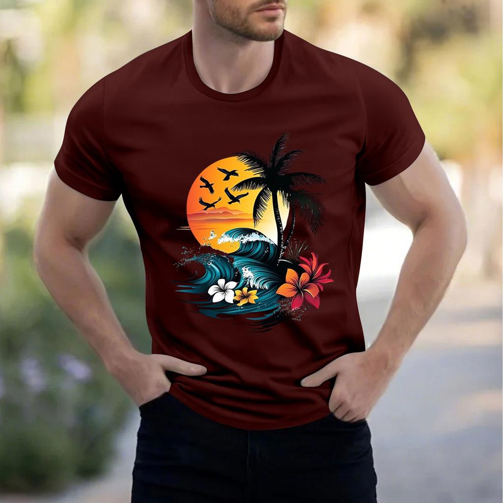 Men's Stand Collar Short Sleeve Shirt Loose Leisure Holiday Shirt Man