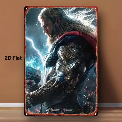 1 шт. MARVEL Тор Мьёльнир Молот Настенный Декор - 20,32x30,48 см Железный Металлический Супергеройская Табличка с Предварительно Просверленными Отверстиями, Яркий Шторм