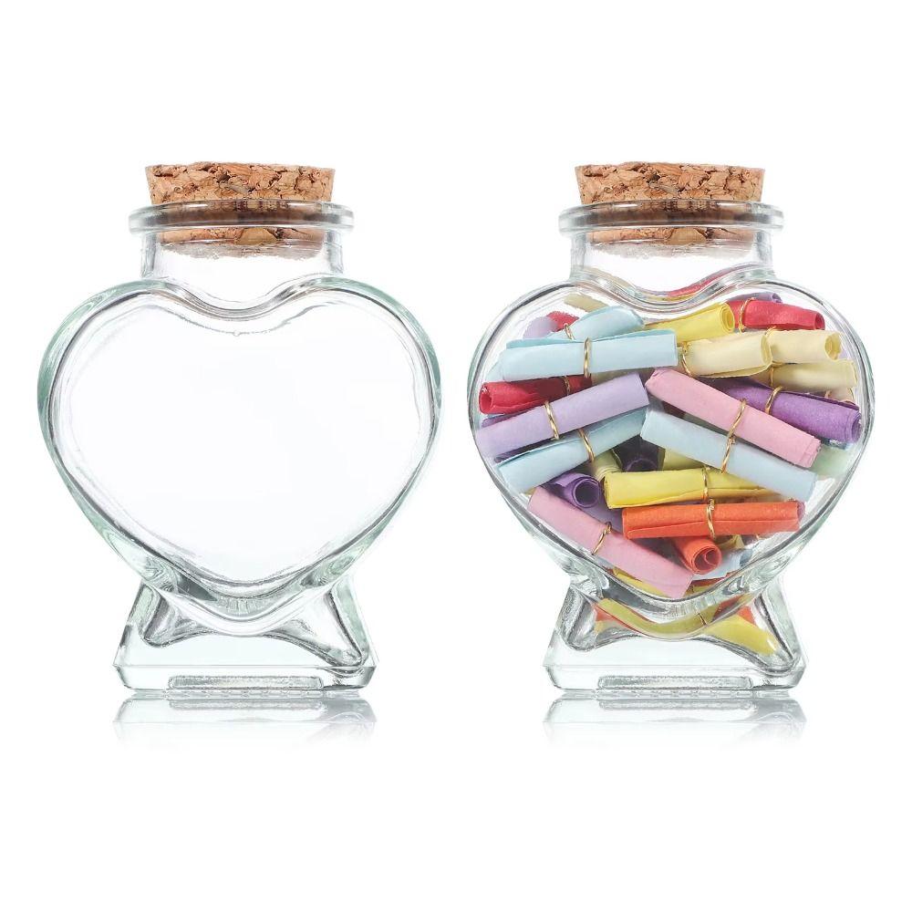 Peach Heart Shape Wishing Bottle Craft Storage Bottle Creative Drift Bottle  for Home