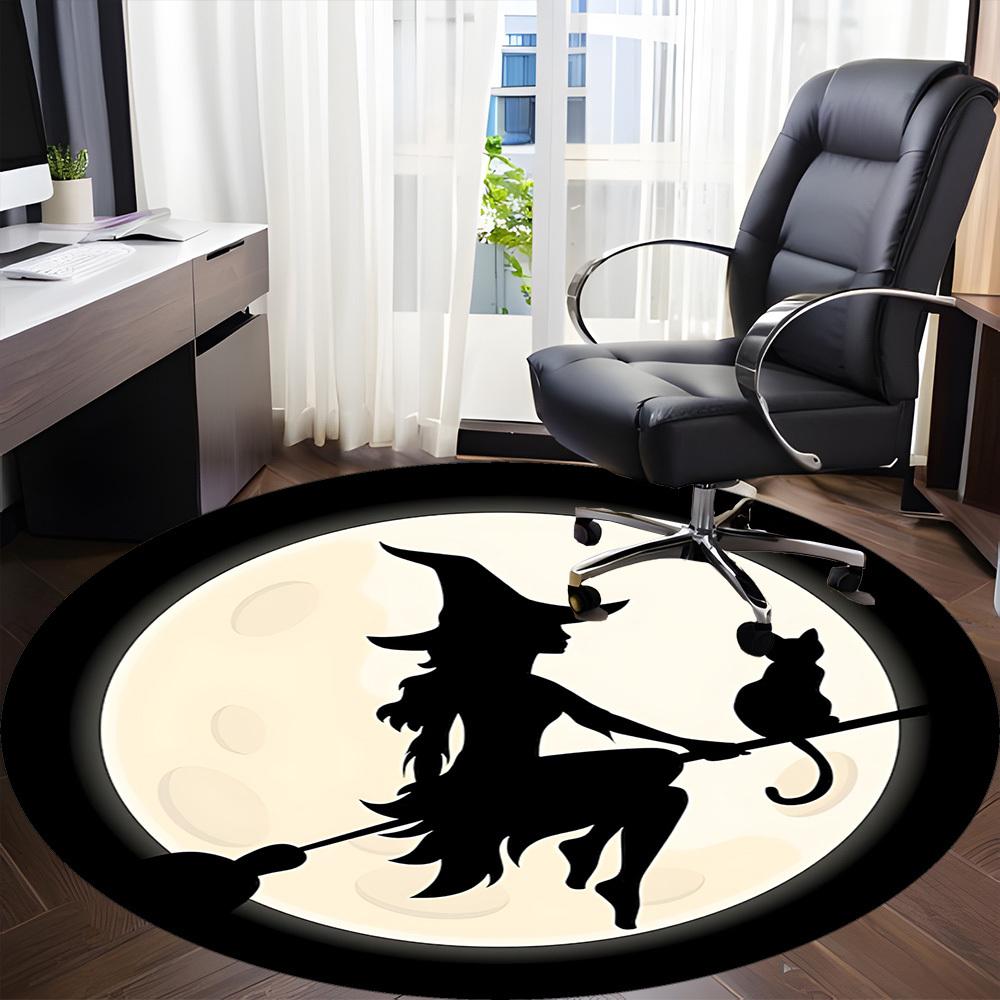 1PC Witch Moon Office Round Area Rug, Mat Suitable For Office, Under Office Chairs Bedroom Living Room Home Decor, Room Deco