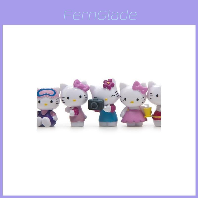 6pcs Hello Kitty Entertainment Scene Mini Model Ornament Set For Gift And Decoration
