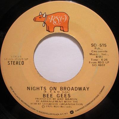 7-дюймовая пластинка BEE GEES - Nights On Broadway SO515 RSO 1975 США Рок Б/У