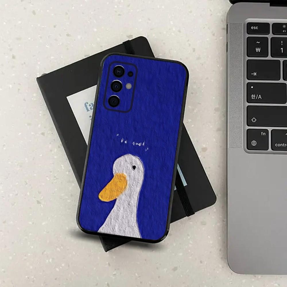 Мультяшный забавный утенок Чехол для телефона Samsung S24,S21,S22,S23,S30,Ultra,S20,Plus,Fe,Lite,Note,10,9,5G Черный Мягкий Чехол