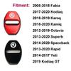 WOHE7 4Pcs Metal Car Door Lock Protective Cover Anti Rust Emblem Case for Skoda Octavia Kodiaq Fabia Superb Rapid A7 2020 Accessories
