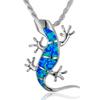 Гавайские украшения ожерелье с подвеской в виде голубого опала и геккона из серебра 925 пробы с веревкой 50 см для мужчин (Приходит Цепь)