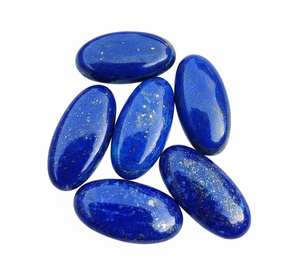 Natural Lapis Lazuli Gemstone Cabochons - Deep Blue Polished Oval Cabs