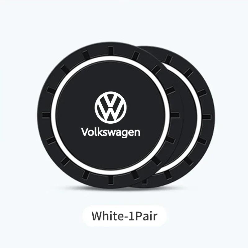 VW Valve Stems Caps Car Sticker For VW Volkswagen Jetta MK5 Golf 2PCS Car Coasters Water Cup Slots Non-Slip Mat Waterproof Cup Pad