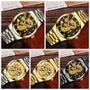 Top Brand Luxury Men Quartz Watch Classic Chinese Style Embossed Golden Dragon Watch Steel Band Business Men Watch