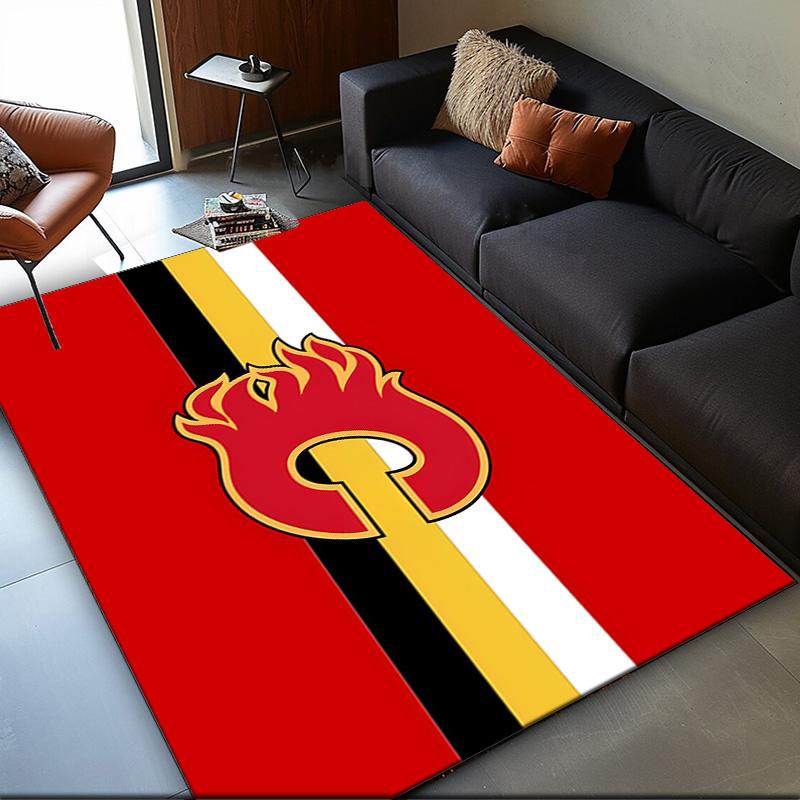 Calgary Flames Area Rug Suitable for Indoor And Outdoor,Carpets for Playroom, Homes, Offices, Living Rooms,Home Decor,Christmas Fan Gift