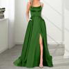 Evening Dress Spaghetti Strap High Slit Off Shoulder Backless Sleeveless Side Pockets