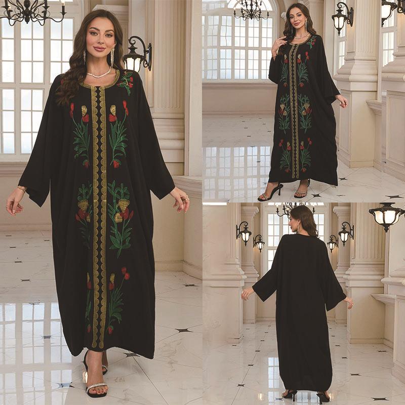 2025 European & American Cotton Embroidered Beach Cover-up Robe Style Dress