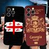 Мягкий чехол для телефона с флагом-паспортом Грузии для iPhone 16 16E 17 Air 15 Pro Max 14 Plus 13 Mini 11 12 7 Черный чехол Задняя крышка