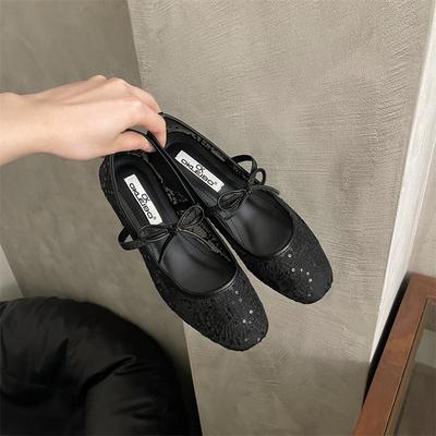 Женские черные туфли-балетки Мэри Джейн с вышивкой в виде цветов - Летние дышащие сетчатые туфли, Дизайн с квадратным носком, Модные туфли Мэри Джейн